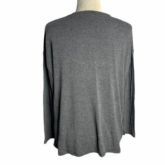 Stretch Knit Side Split Long Sleeve Top 36PE - Picture 4 of 5